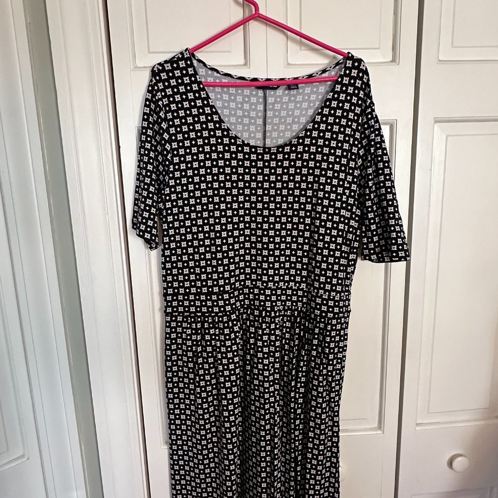 Lands' End Short Sleeve Midi Jersey Dress, Large/Tall